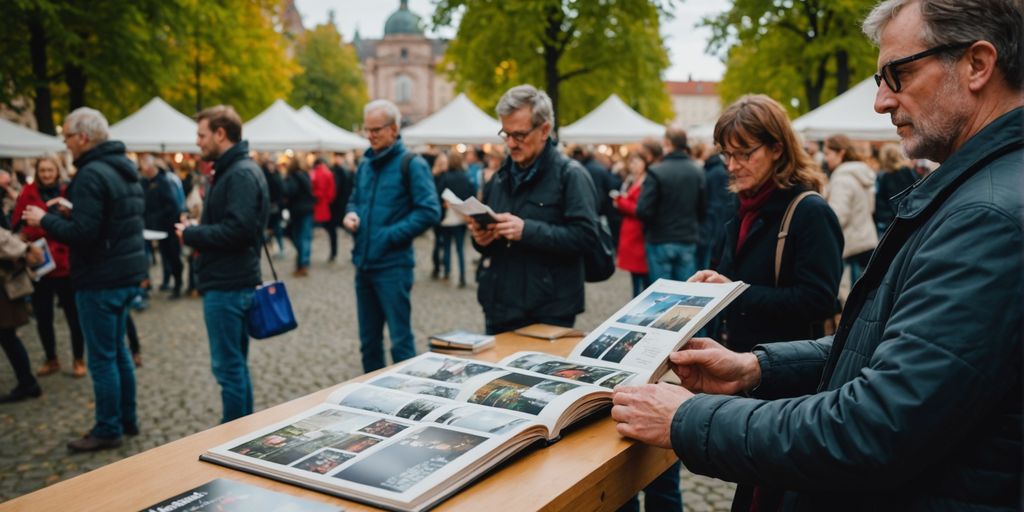 Heidelberger Literaturtage festival with books and attendees