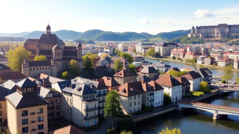 Heidelbergs Skyline mit Schloss und Neckar